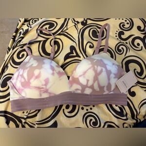 NWT-Auden Women's Tie-Dye Bra - Purple and Cream-